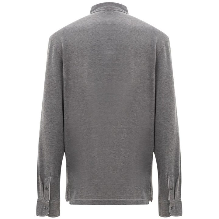 Corneliani Gray Cotton Polo Shirt