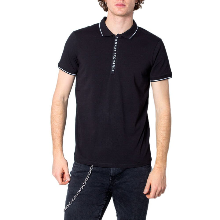 Armani Exchange Black Cotton Polo Shirt