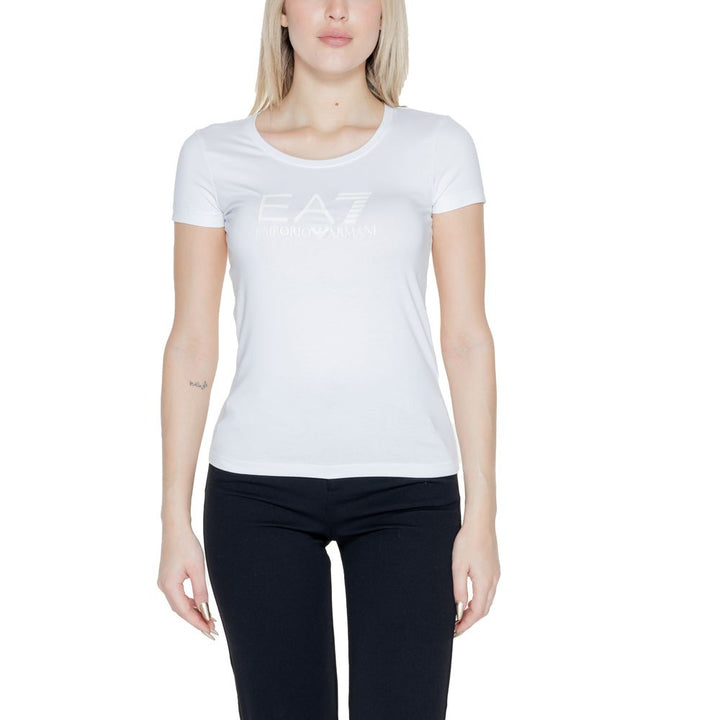 EA7 Emporio Armani Cream Cotton Tops & T-Shirt