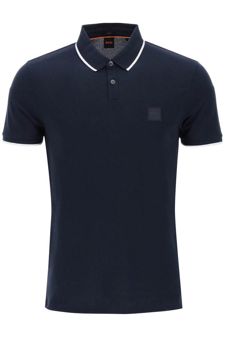 Boss slim fit piqué polo shirt with tipped