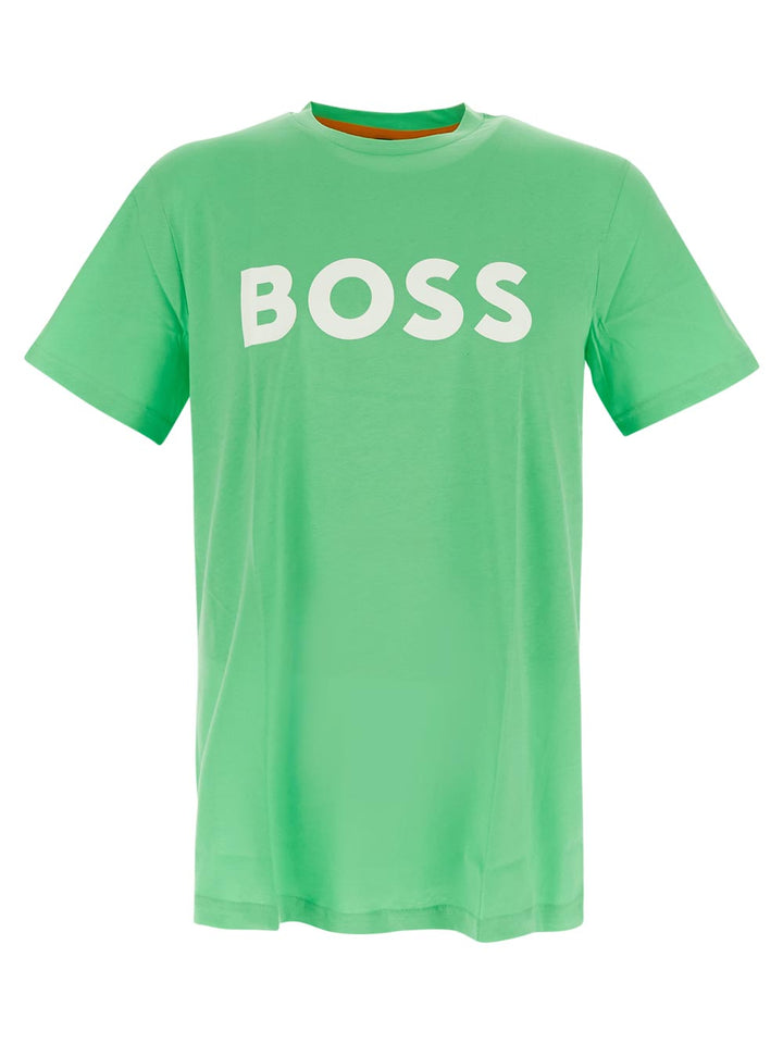 Boss Cotton-Jersey T-Shirt With Rubber-Print Logo