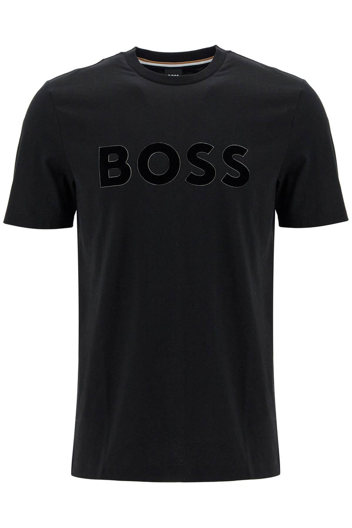 Boss flocked logo t-shirt with