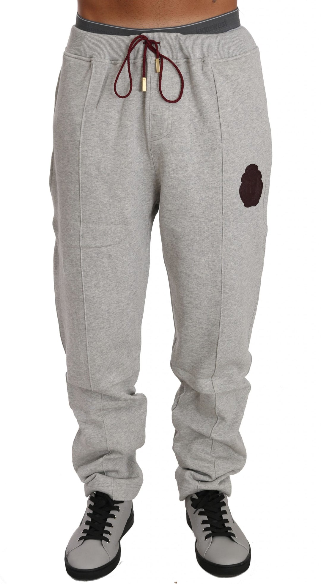 Billionaire Italian Couture Elegant Gray Cotton Sweatsuit Ensemble