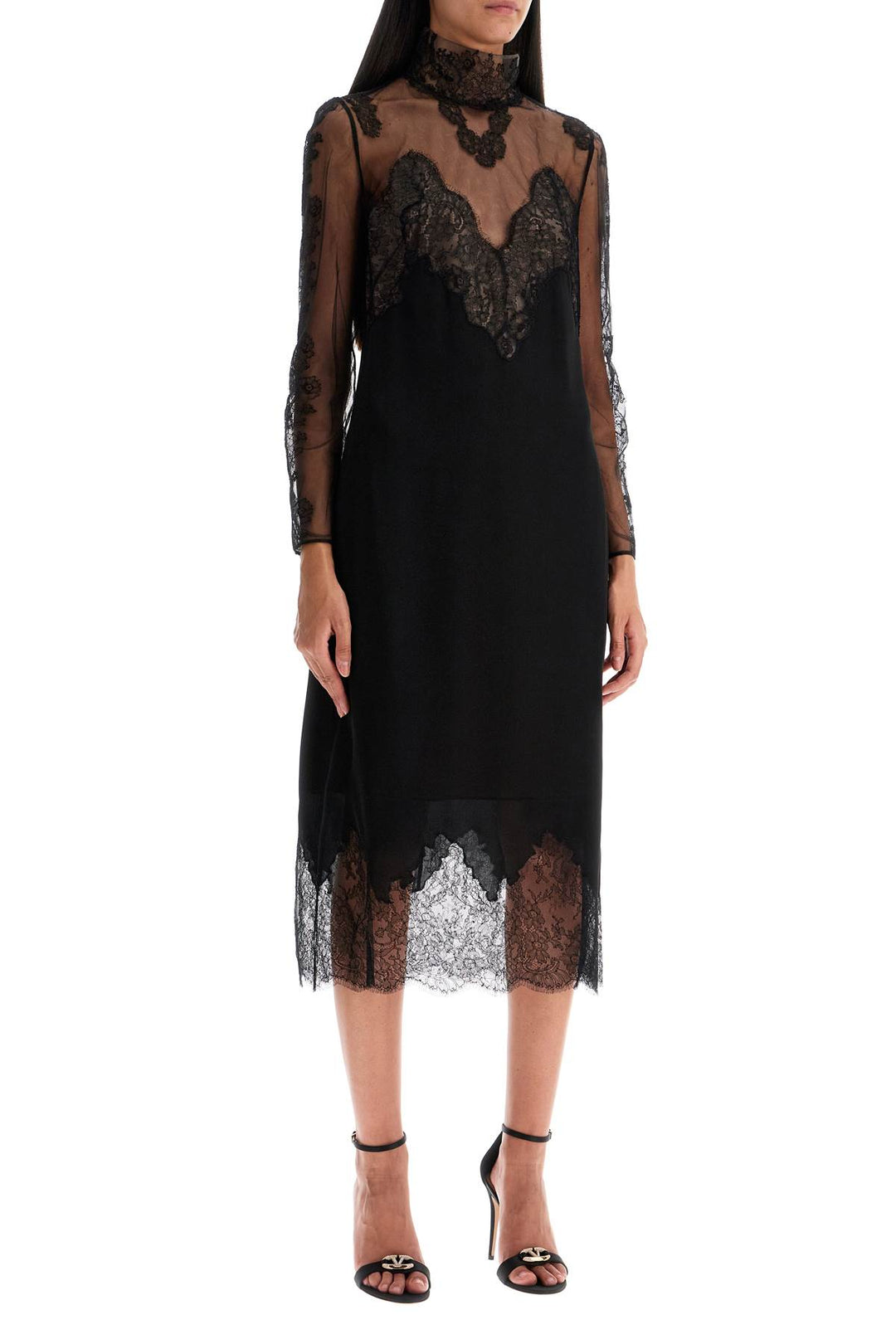 Valentino Garavani silk and lace dress