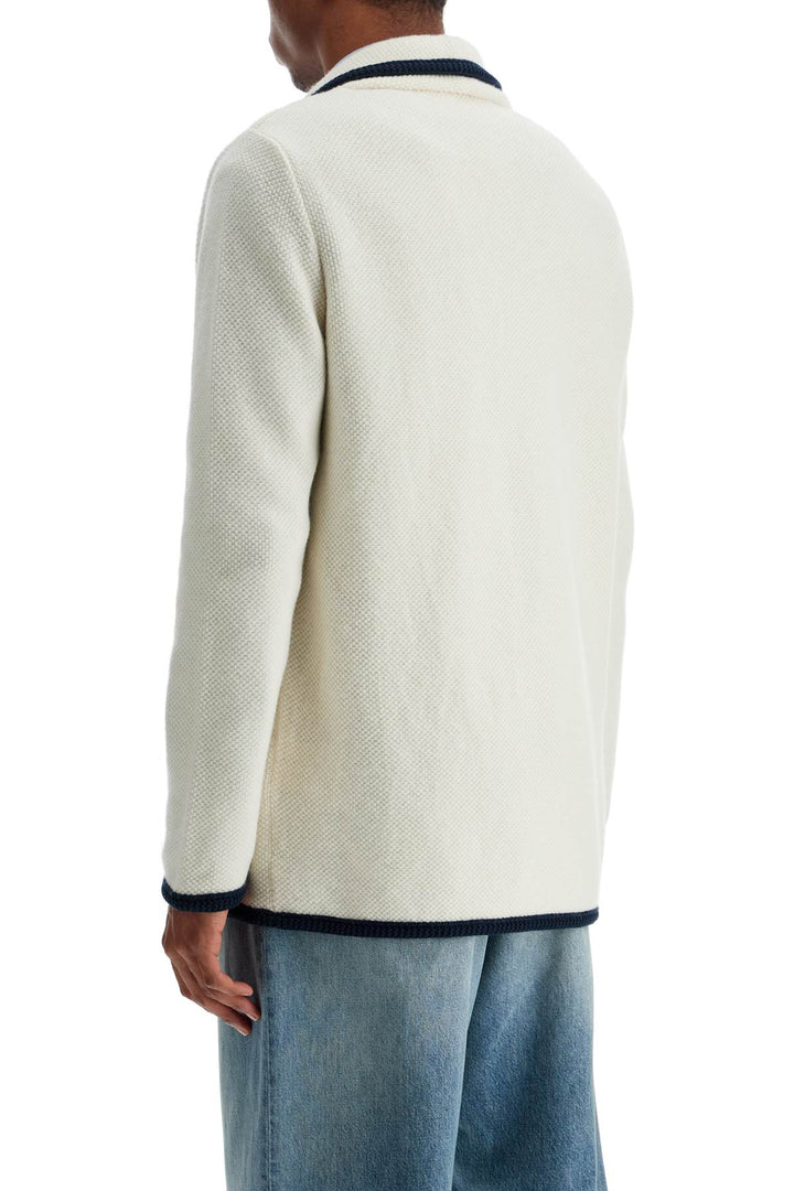 Valentino Garavani men's cotton and wool jacket in butter color with shawl collar