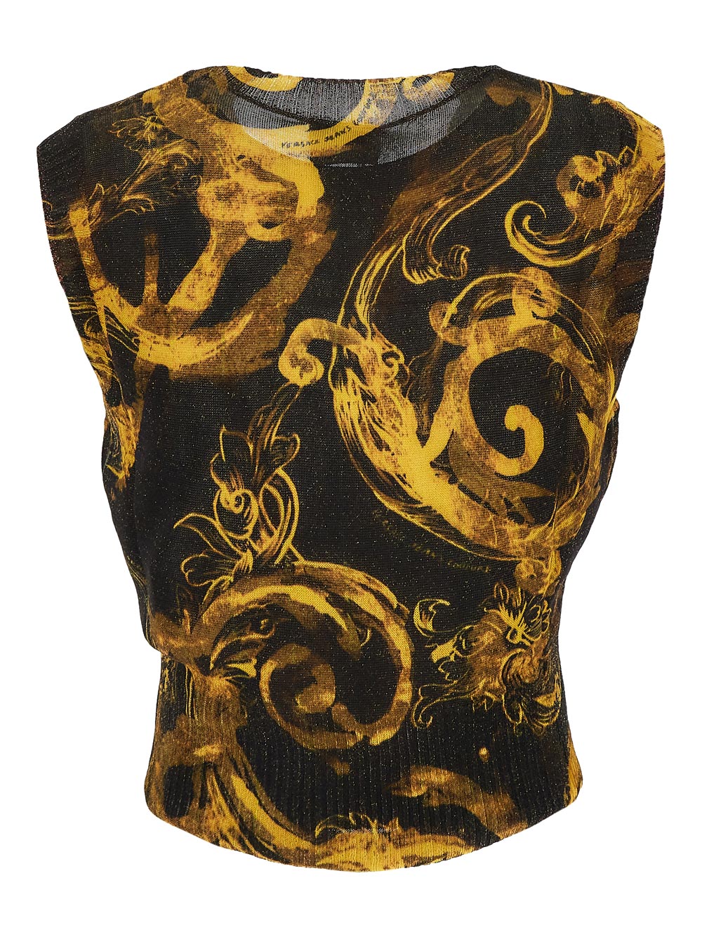 Versace Watercolor Couture Knit Crop Top