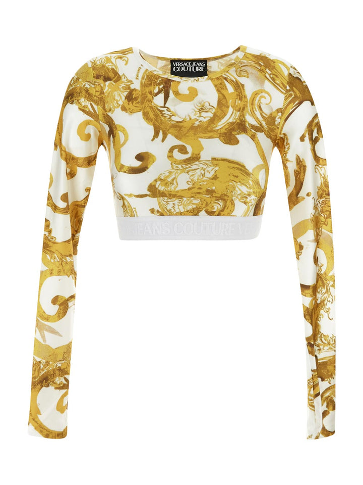 Versace Watercolour Couture Crop Top