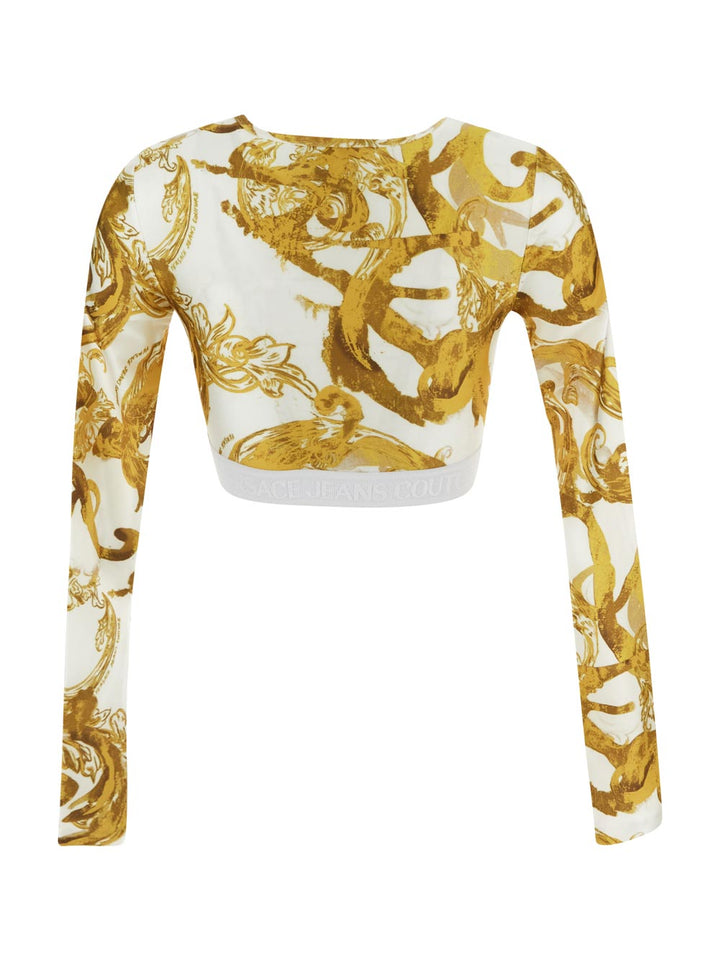 Versace Watercolour Couture Crop Top