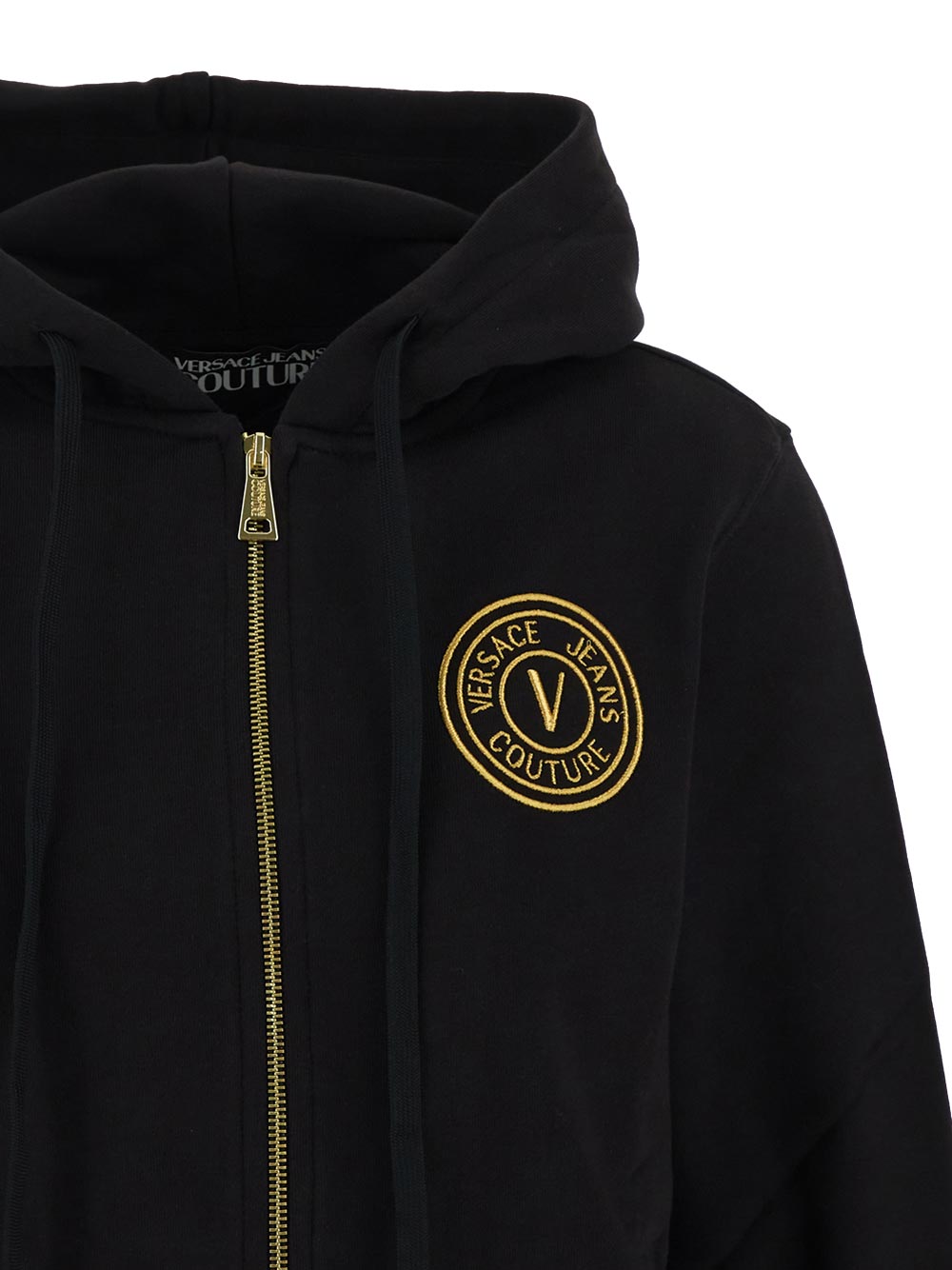 Versace Logo-Embroidered Zip-Up Cotton Hoodie