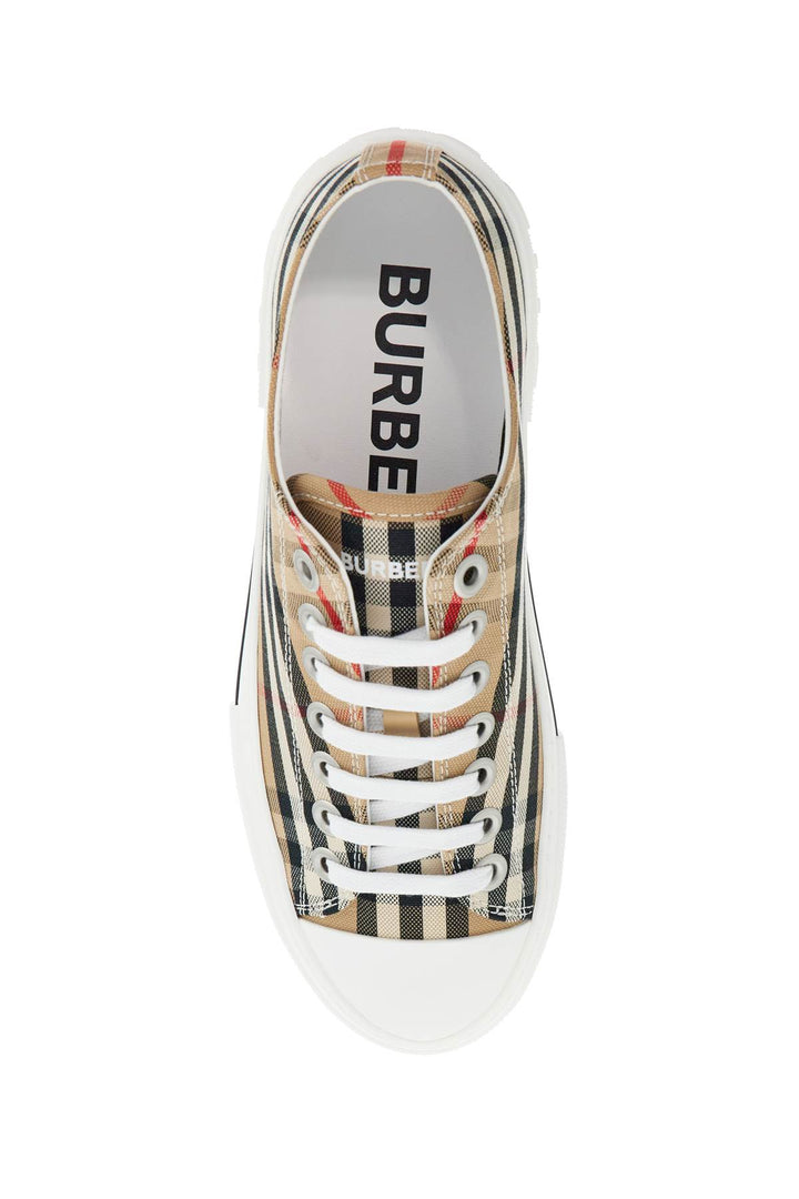 Burberry beige cotton sneakers with casual-chic check pattern