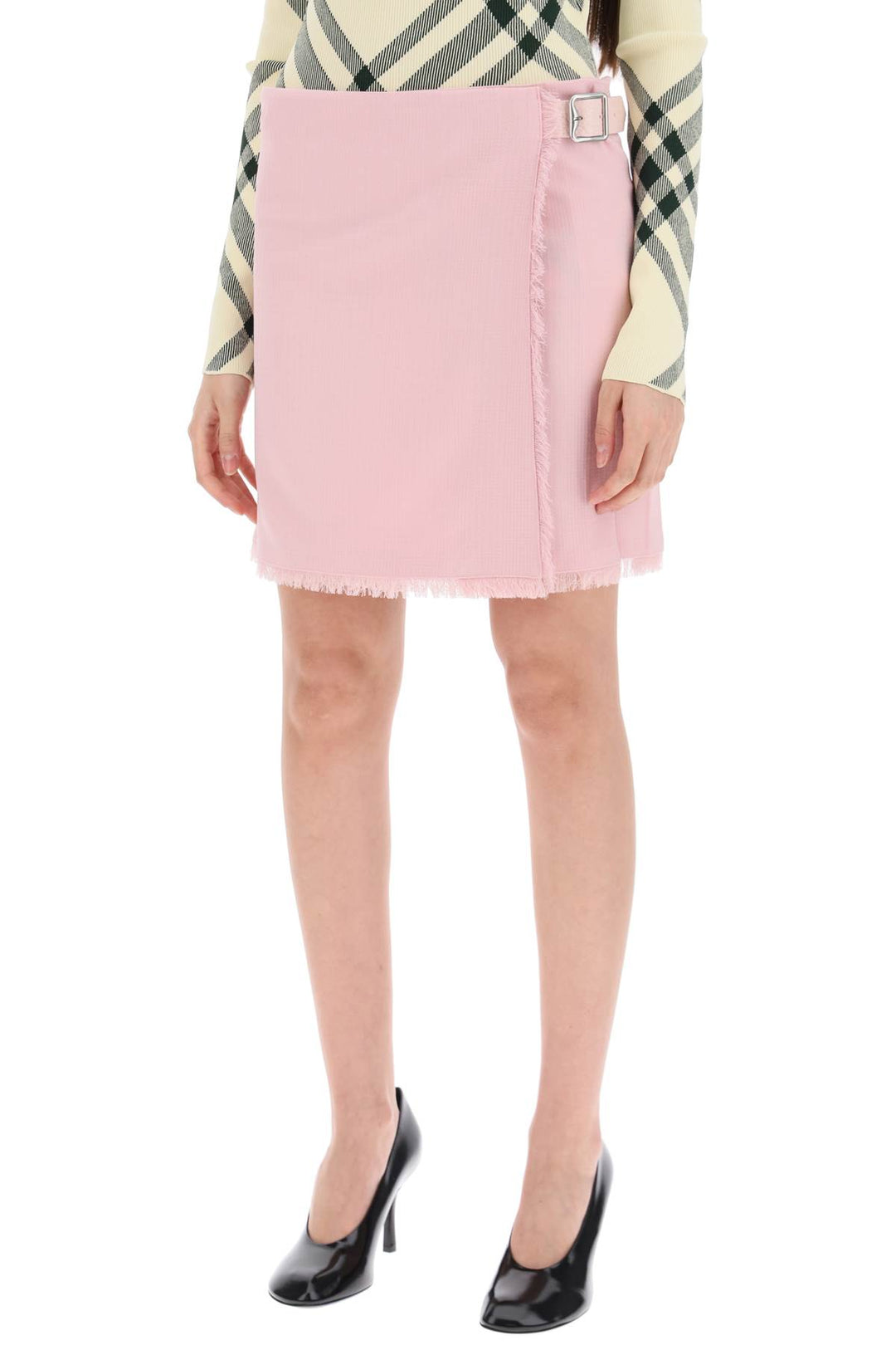 Burberry textured wool mini kilt skirt