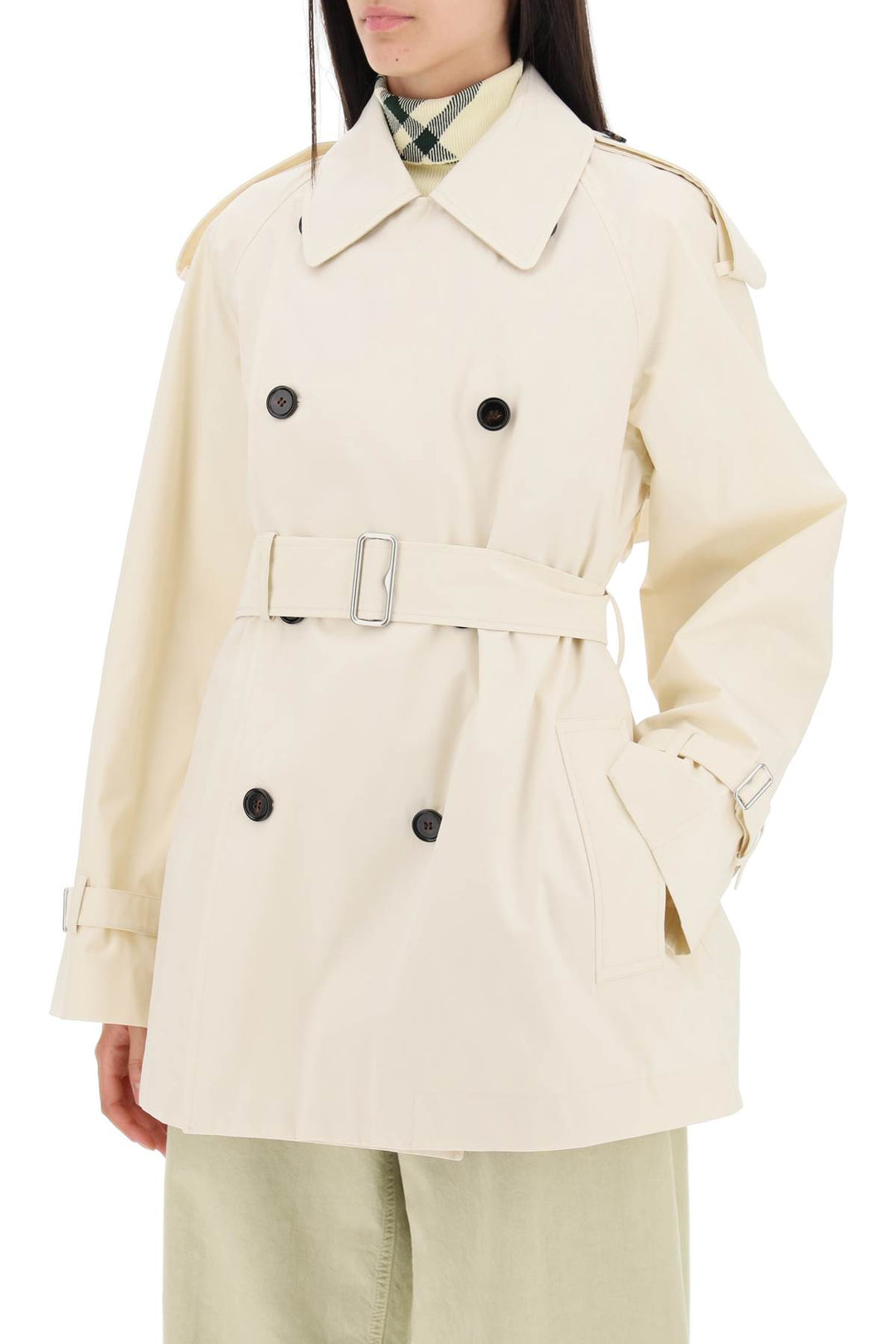 Burberry short cotton gabardine trench coat