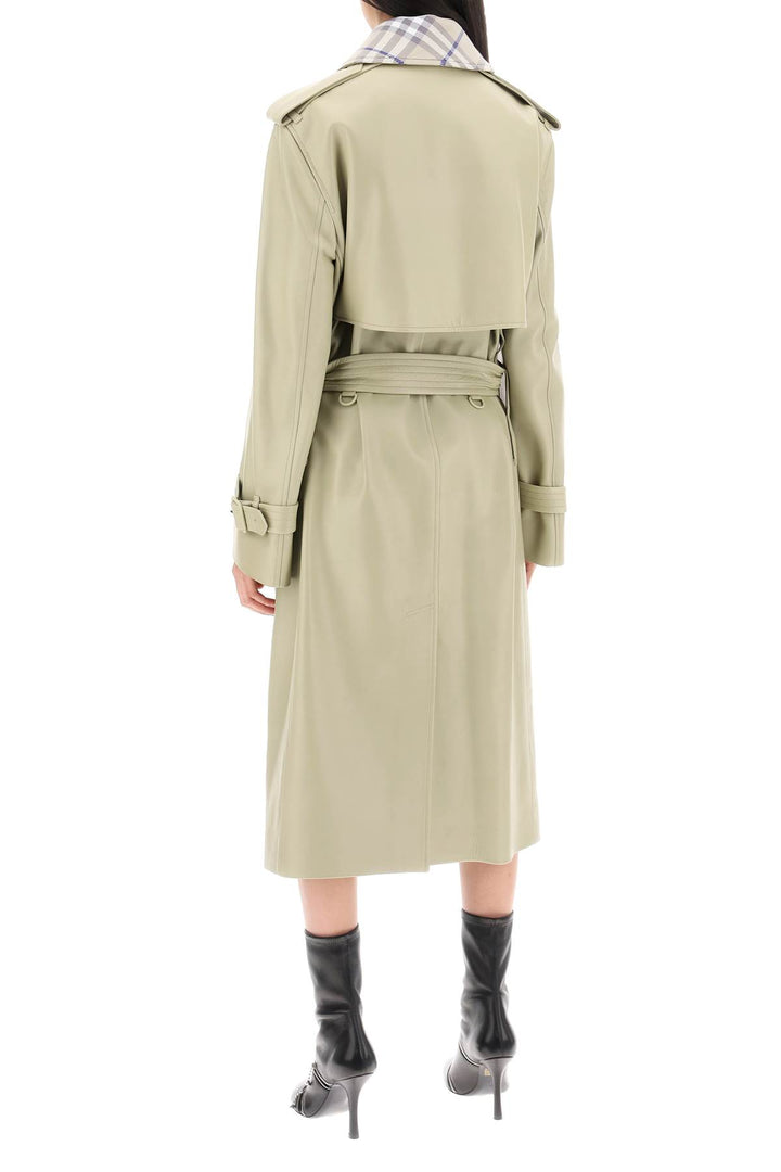 Burberry long leather trench coat