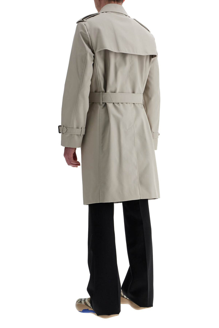 Burberry light beige polyester and cotton trench coat with adjustable belt