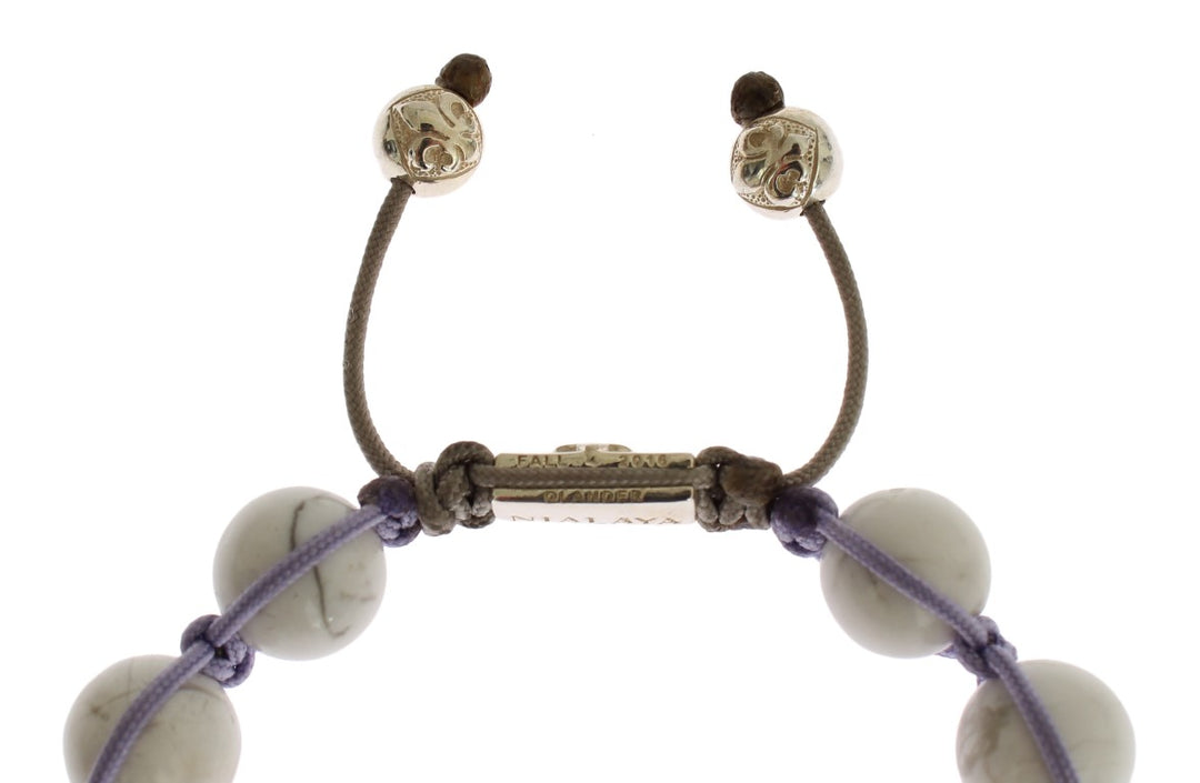 Nialaya Elegant Silver Purple CZ & Howlite Bracelet