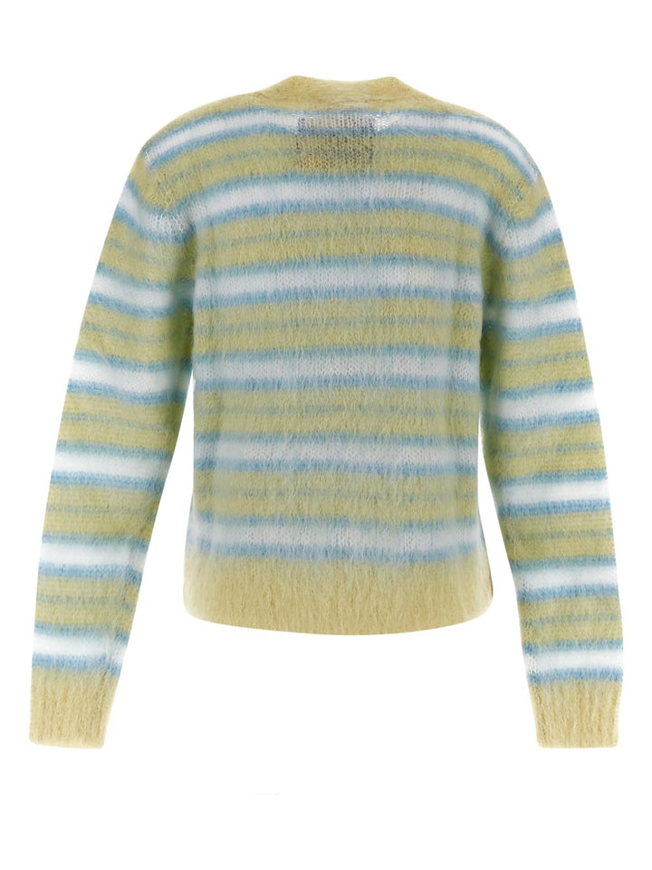 Marni Mohair Cardigan With Green Stripes