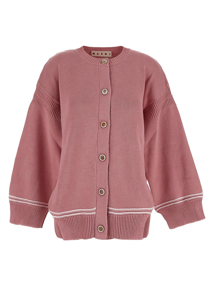 Marni Pink Wool Cardigan With Kimono Sleeves