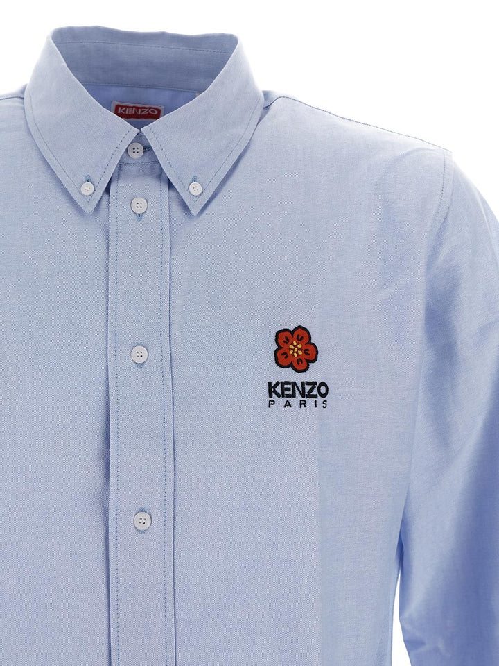 Kenzo Boke Flower Crest Embroidered Casual Shirt