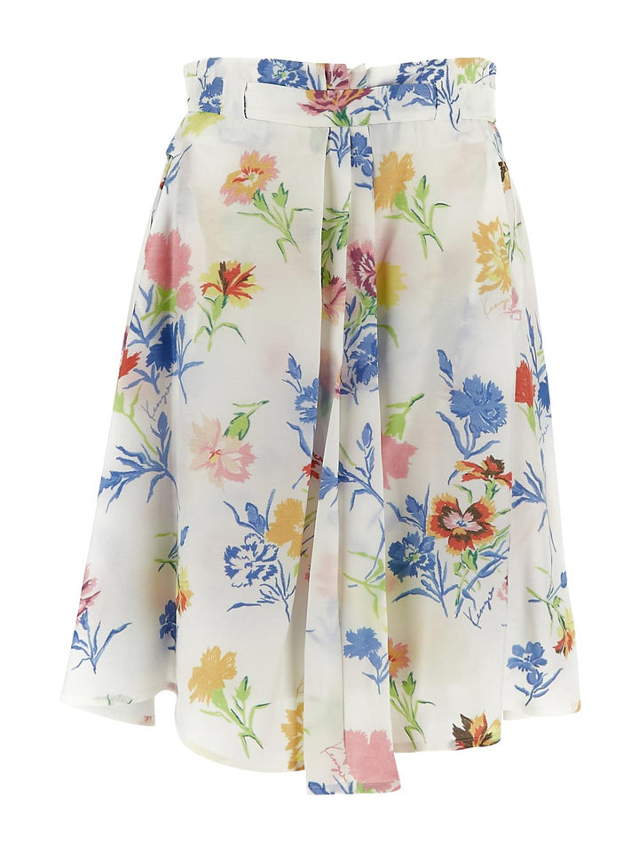 Kenzo Drawn Flowers Pleated Skirt