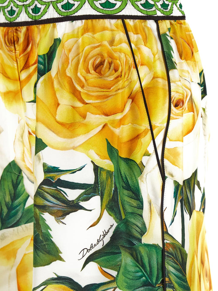Dolce & Gabbana Rose-Print Silk Shorts