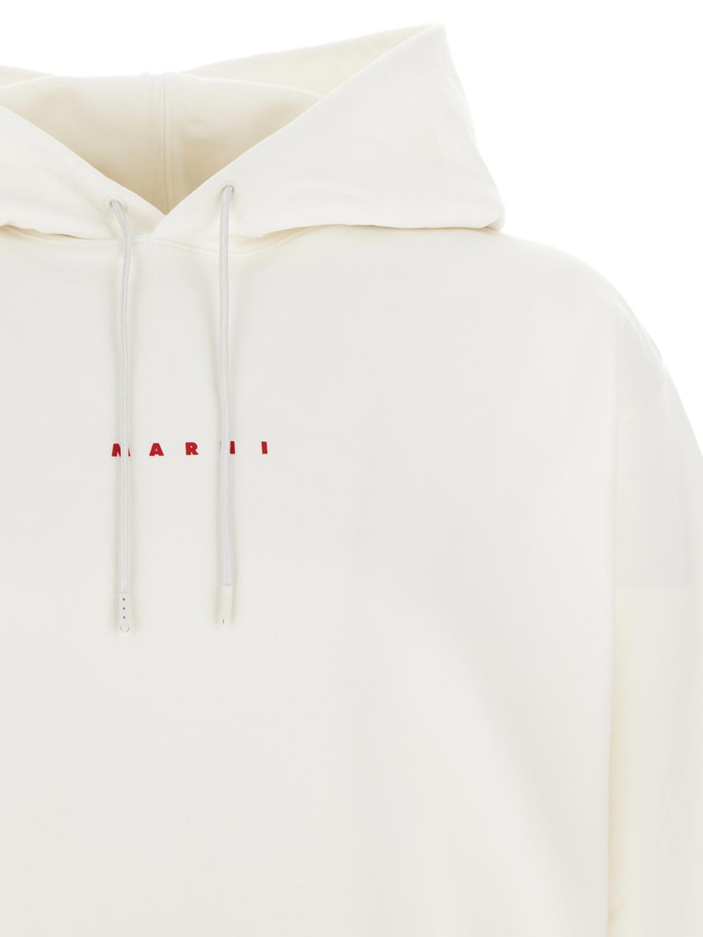 Marni White Bio Cotton Hoodie With Marni Print