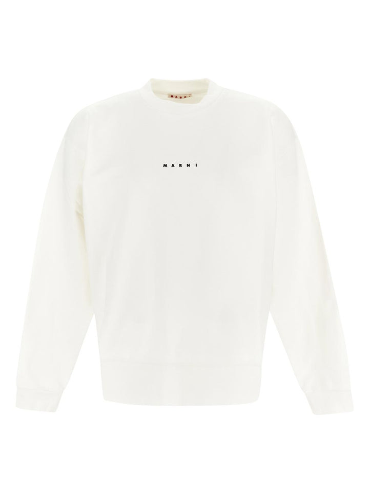 Marni White Bio Cotton Sweatshirt With Mini Logo