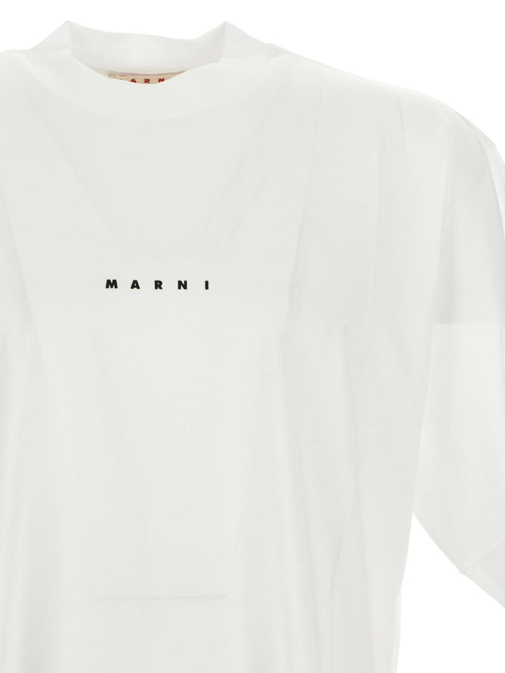 Marni White Bio Cotton T-Shirt With Logo