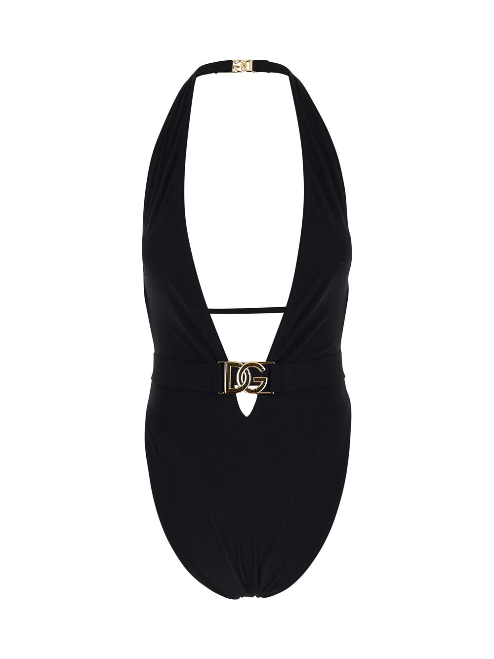 Dolce & Gabbana One-Piece Swimsuit With Plunging Neck And Belt