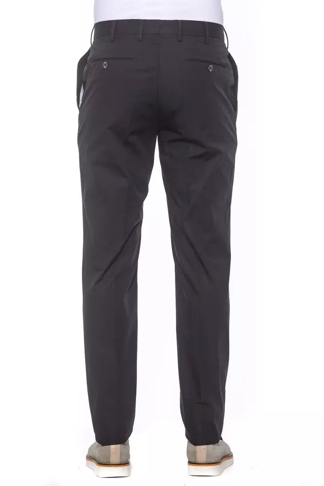 PT Torino Elegant Pleated Black Cotton Trousers